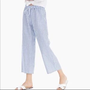 NWT JCrew Cropped Linen Beach Pant, Sofia Stripe Cobalt Sea, Small